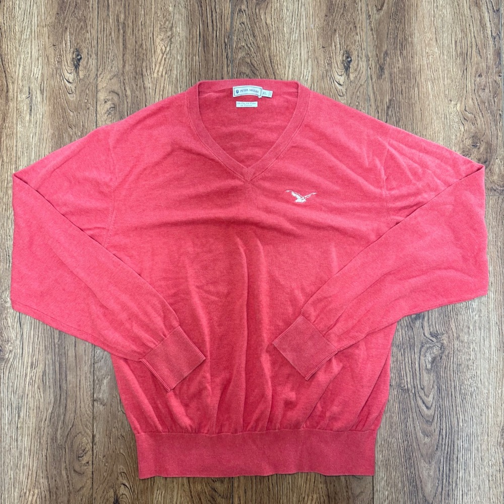 Peter Millar VNeck Sweater Silk Cotton Cashmere Mens XL Preppy Golf Luxury Red